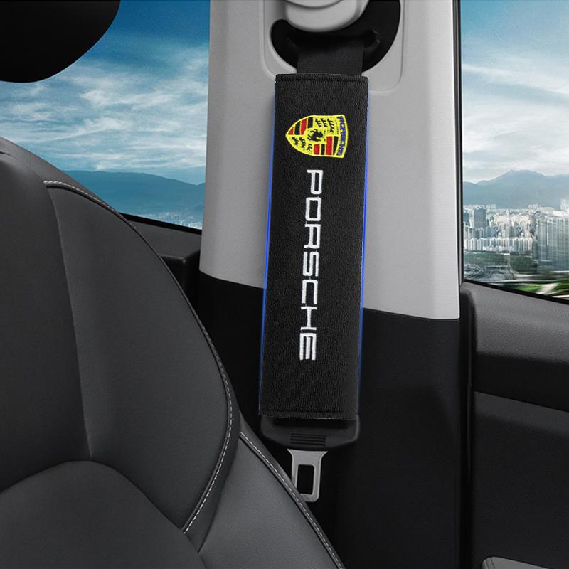 2Pcs Seat Belt Cover Car Cotton Safety Shoulder Protector For Porsche 911 928 944 968 Boxster Cayenne Macan Panamera
