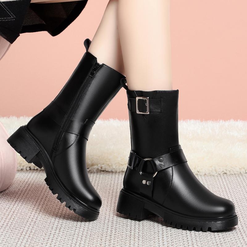 Fashion AIYUQI Women Snow Boots Winter 2025 New Genuine Leather Boots Ladies Natural Wool Warm Large Size Non Slip Mom Boots Women