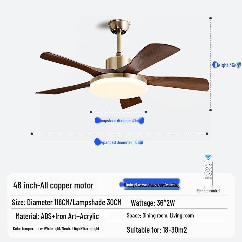 Nordic Industrial-Style Silent Ceiling Fan Chandelier for Home or Commercial Use