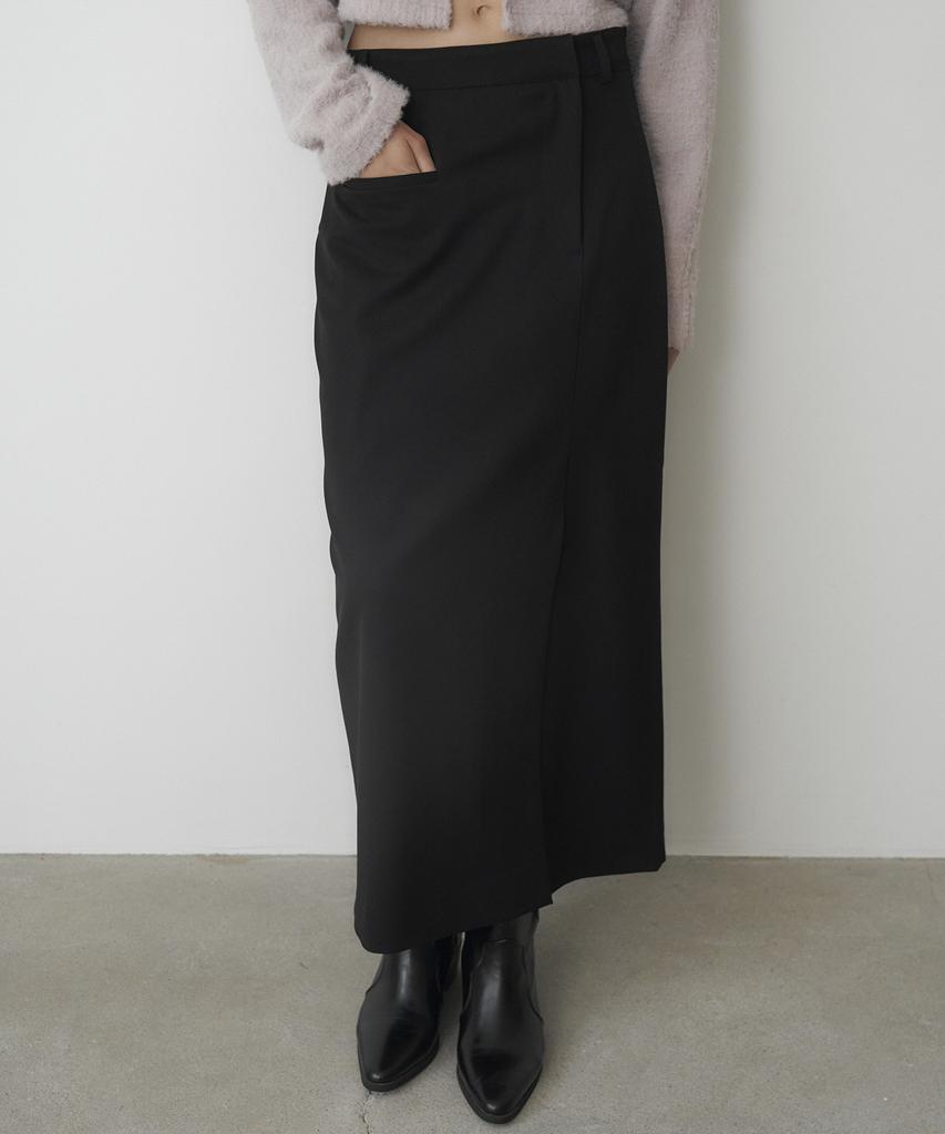 Mosyupamosyu One Pocket Low-Rise Slit Skirt [Black]