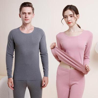 Silk Wool Thermal Underwear Suit: Men's Seamless Velvet Leggings & Women's Cationic Bottoming Shirt