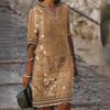 Ethnic Style Floral Print Vneck Dress With Loose Fit For Spring Summer Fashion