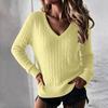 Maglione da Donna a Manica Lunga con Scollo a V a Treccia Colore