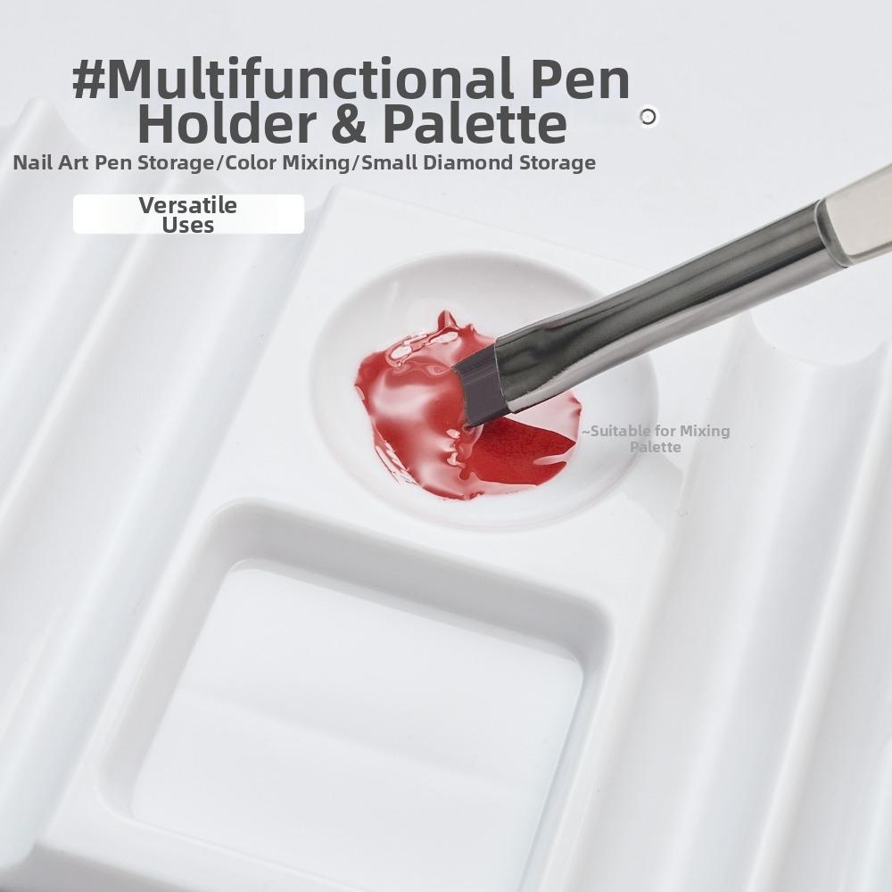 Multi-purpose Dual Form Holder 10-Compartment with Color Palette Nail Art Tools Holder Nail Brush Holder for Nail Art Painting