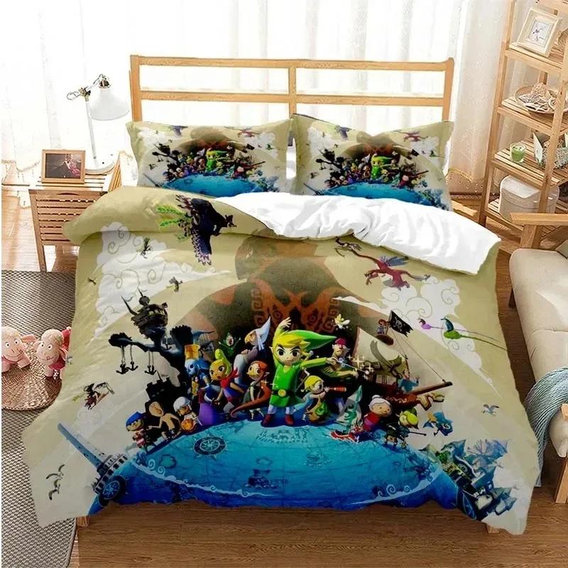 Cartoon Zeldas Series Bedding Set Duvet Cover Bed Set Quilt Cover Pillowcase Comforter King Queen Boys Adult Bedding Set