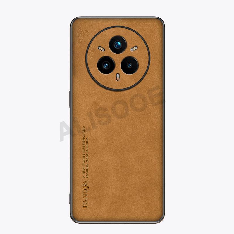 

Frosted PU Leather Funda for Realme 14 Pro Plus Case Leather Plastic Protection Back Cover for Realme 14 Pro Capa Realme 14 Pro Plus коричневий