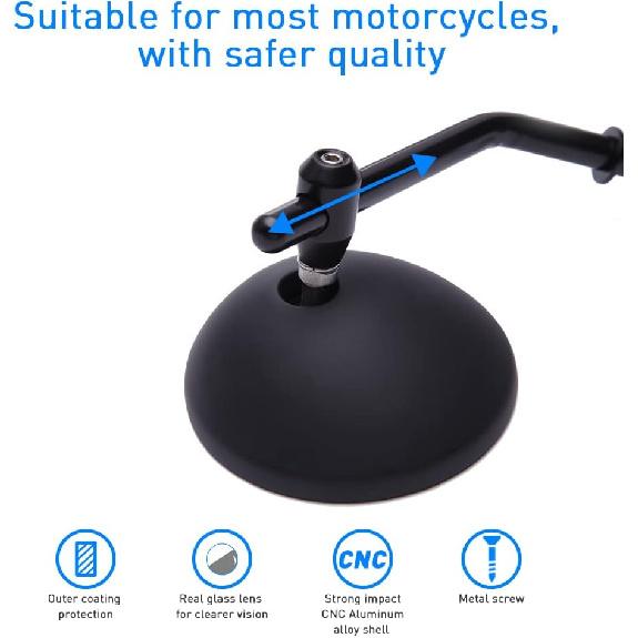 DREAMIZER 3" Motorcycle Handlebar Mirrors Black Round Rear View Side Mirrors Universal 8Mm 10Mm Compatible With Sportster 883 1200 Softail Dyna ATV