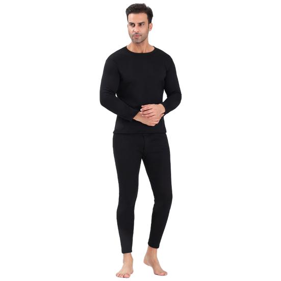 2 ks/sada Unisex Zimní teplé spodní prádlo Set s kulatým výstřihem Slim Fit Dlouhý rukáv Jednobarevný Silný fleece Podšívka Měkká Elastická Sportovní Základní vrstva Pyžamo
