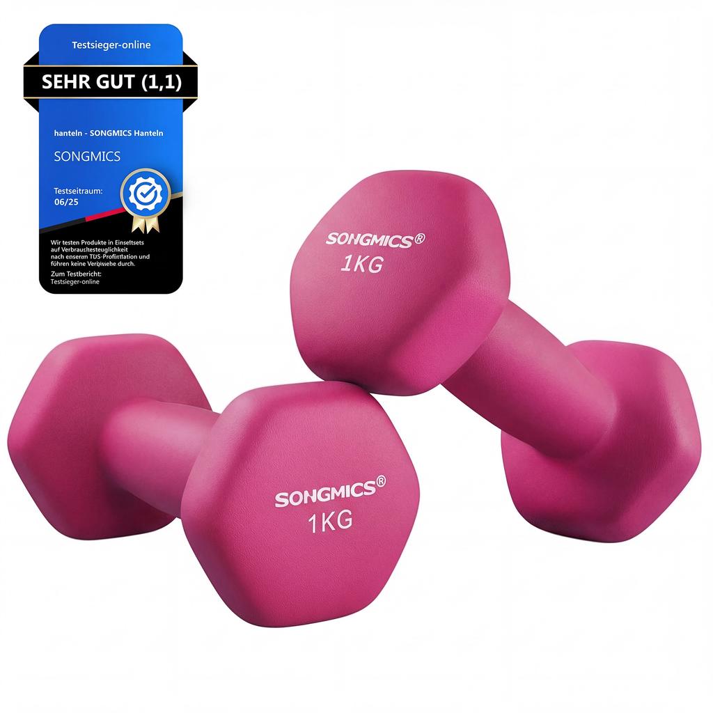 SONGMICS Hex Dumbbells Pair, 2 x 1 kg, Non-Slip PVC Coating