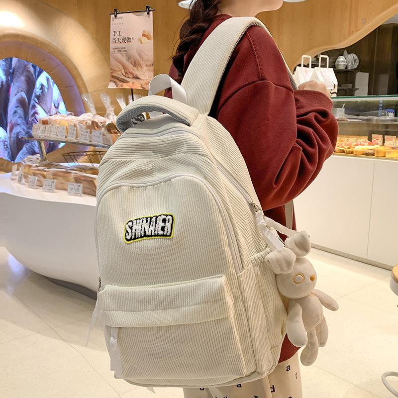 

Backpack for Children Elementary School Students Junior High School Students Female Corduroy Backpack College Students High School Students Backpack