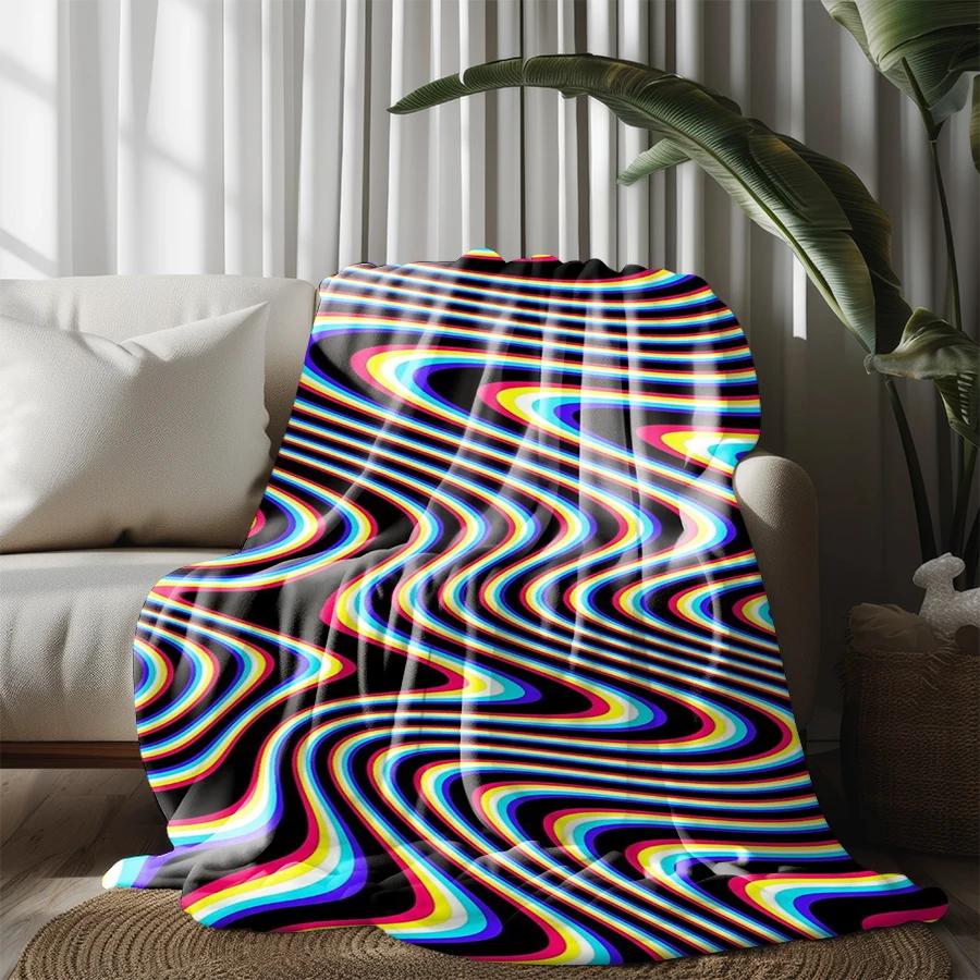 Trippy Colorful Pattern Microfiber Flannel Cover Blanket Bedroom Living Room Sofa Soft And Comfortable Home Decoration