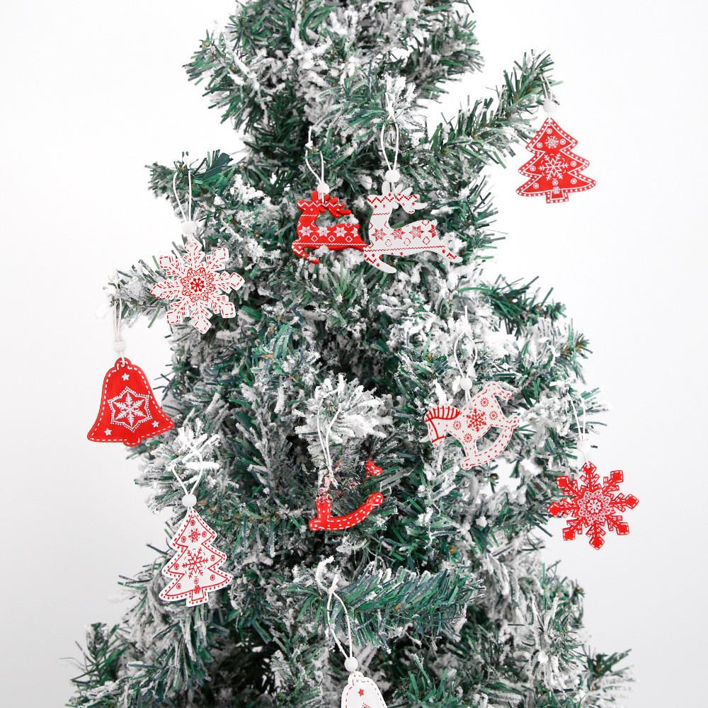 Charming Wooden Christmas Ornaments Set With Reindeer Snowflakes Bells And Trees