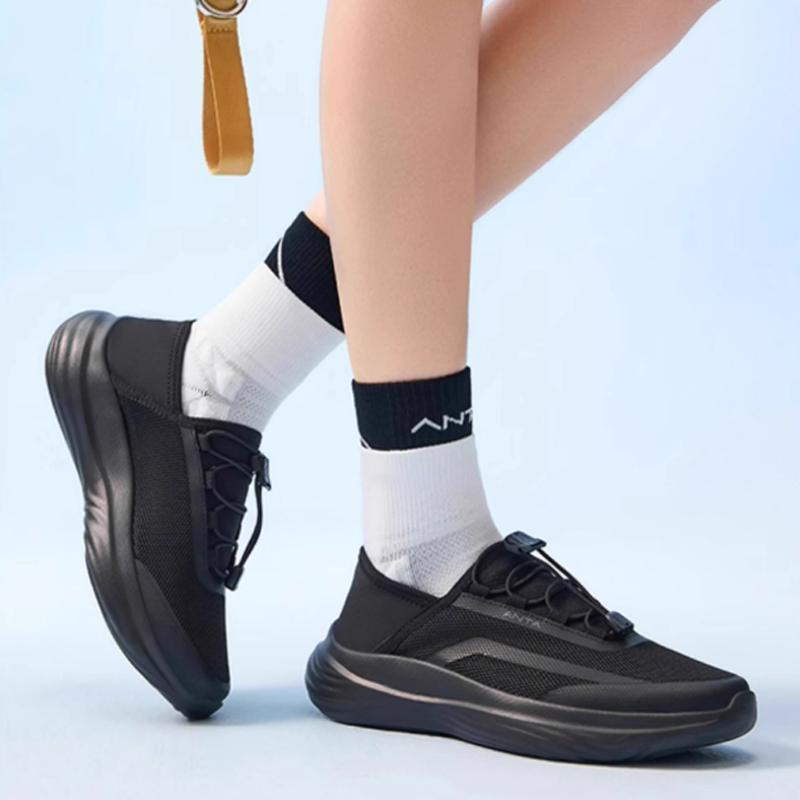 Anta Cool Breeze Fashion Comfortable Versatile Non-Slip Wear-Resistant Height-Increasing Low-Top Casual Shoes Women Casual Shoes Black 922527776-1