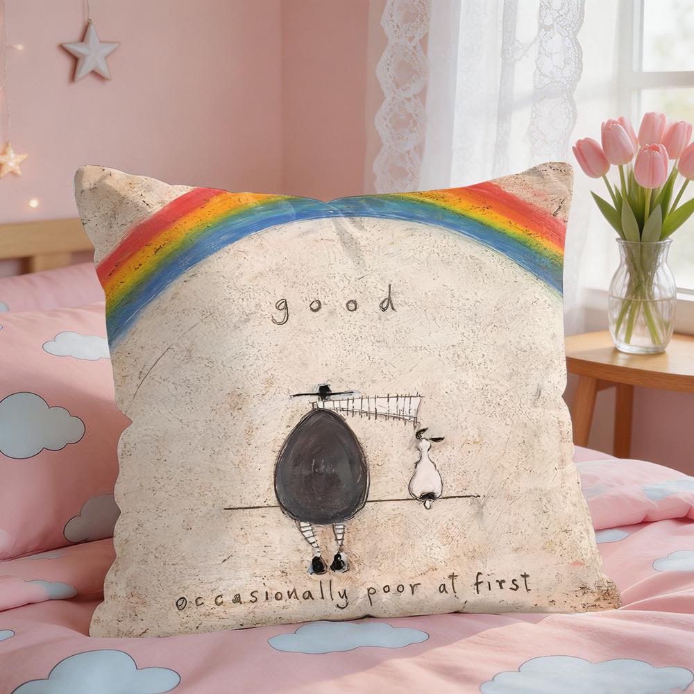 SSam Toft Art Retro Cushion Cover Square Short Plush Pillow Case Living Room Sofa Home Decor Funda X