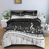 Music Music Note Home Textile Bedding Black And White Digital Printing Quilt Cover Bed Sheet Three-Piece Set