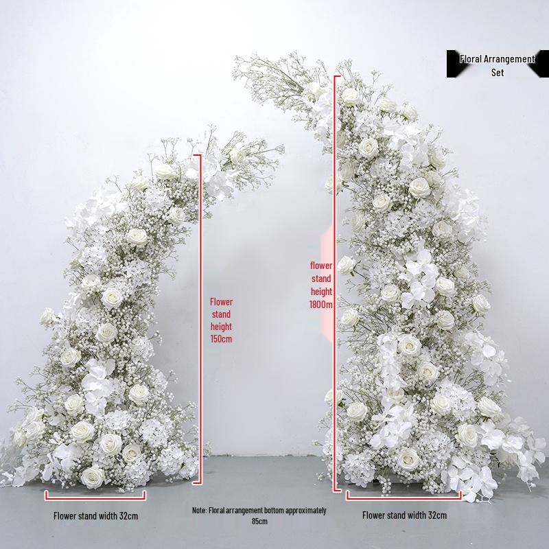 White Horn Artificial Floral Art Wedding Arch for Photography & DIY Decorations