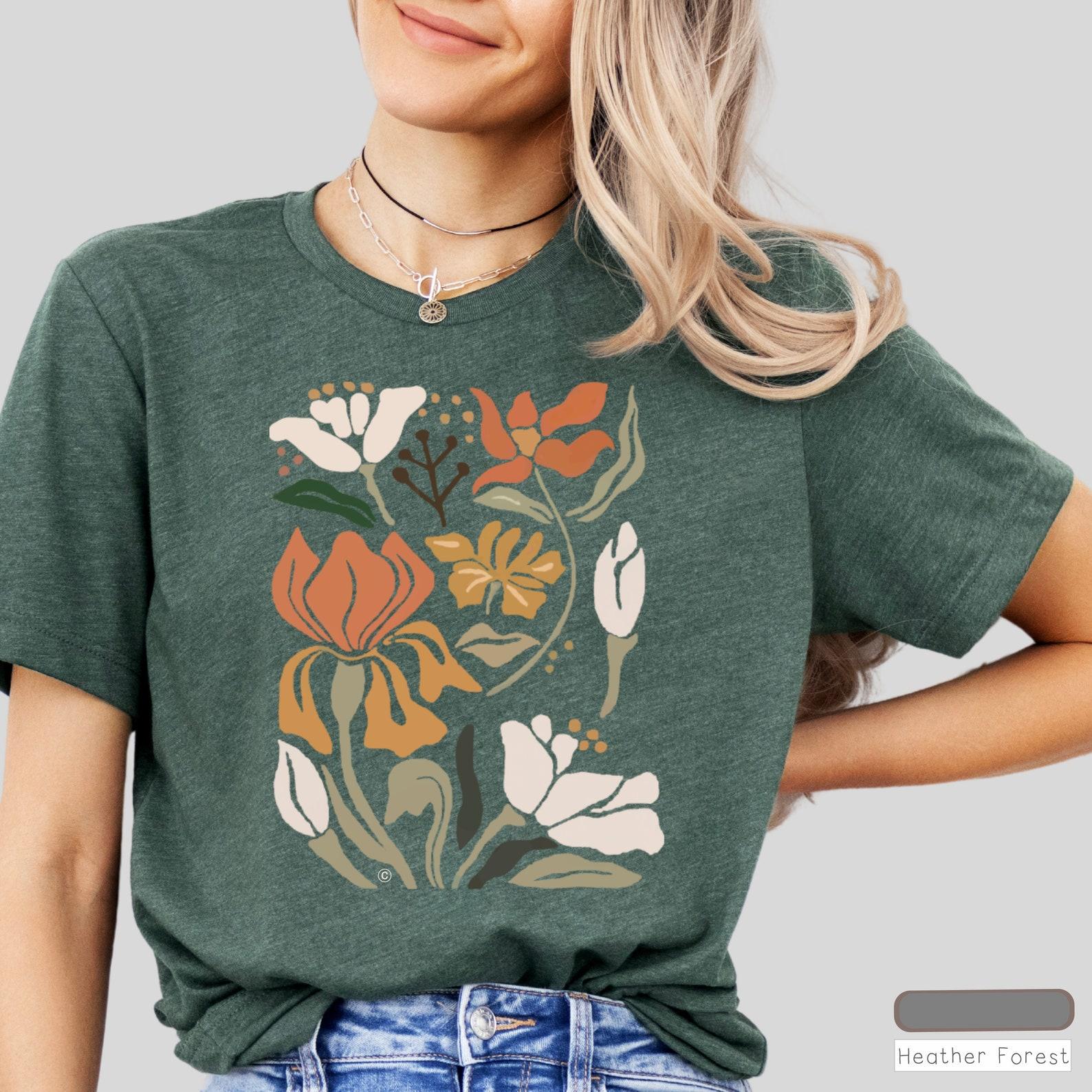Floral Bouquet T-Shirt: Botanical Wildflower Graphic Tee leaves tree cotton S-4XL L