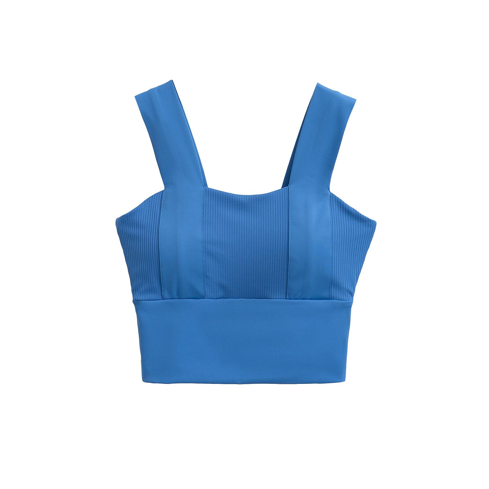 

Женский спортивный бюстгальтер с высокой степенью поддержки и защитой от ударов и комплект жилета для йоги с защитой от провисания Large темно-синий