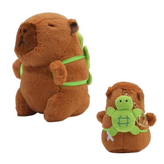 

Clearstone Capybara Plush Keychain, Chavimaru Turtle, 18.5cm, Brown