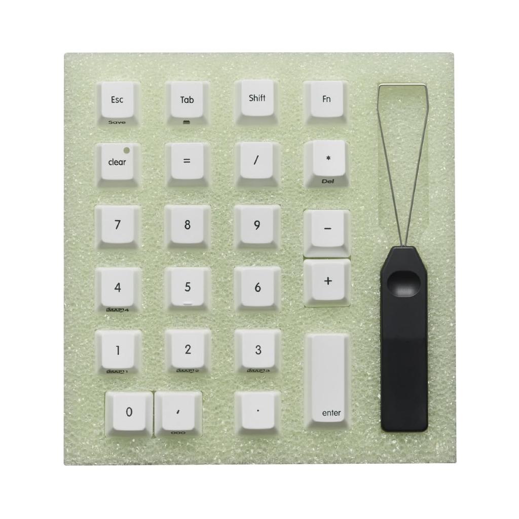REALFORCE RT1 Numeric Keypad Compatible Keycap Set, Super White, Dye-Sublimation Printed PBT