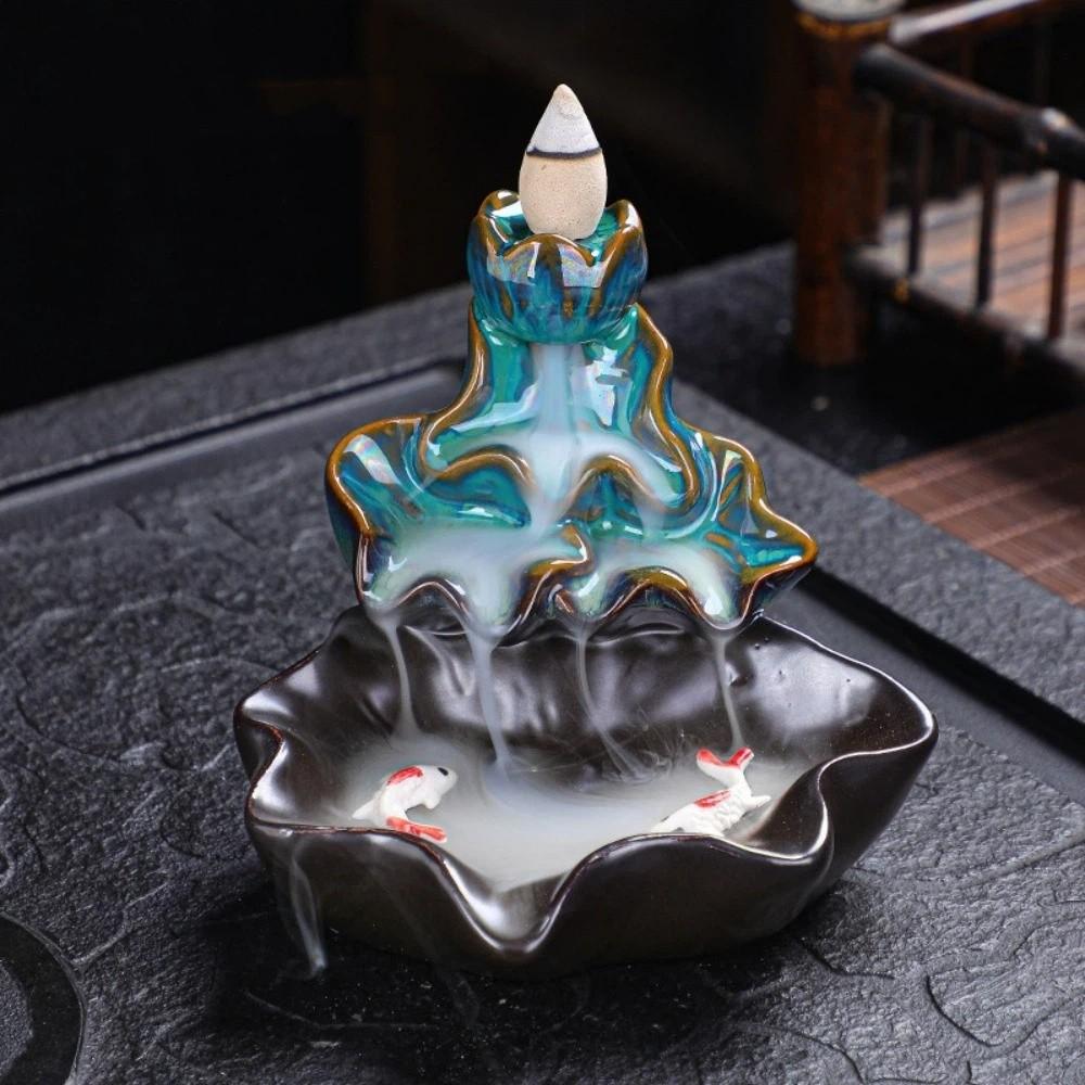 Lucky Fish Backflow Stick Incense Burner Mini Incense Stick Holder Ceramic Censer  Home Decoration