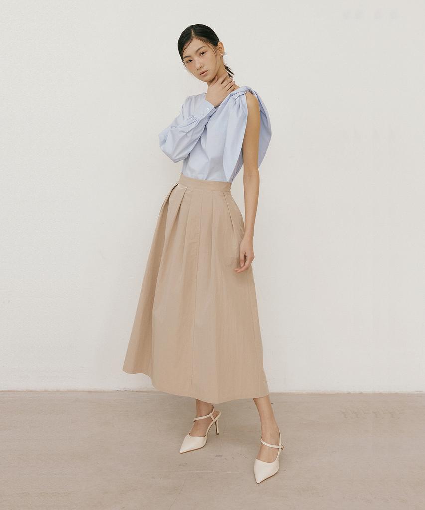 Lucirju Padded Pleats Skirt (Beige)