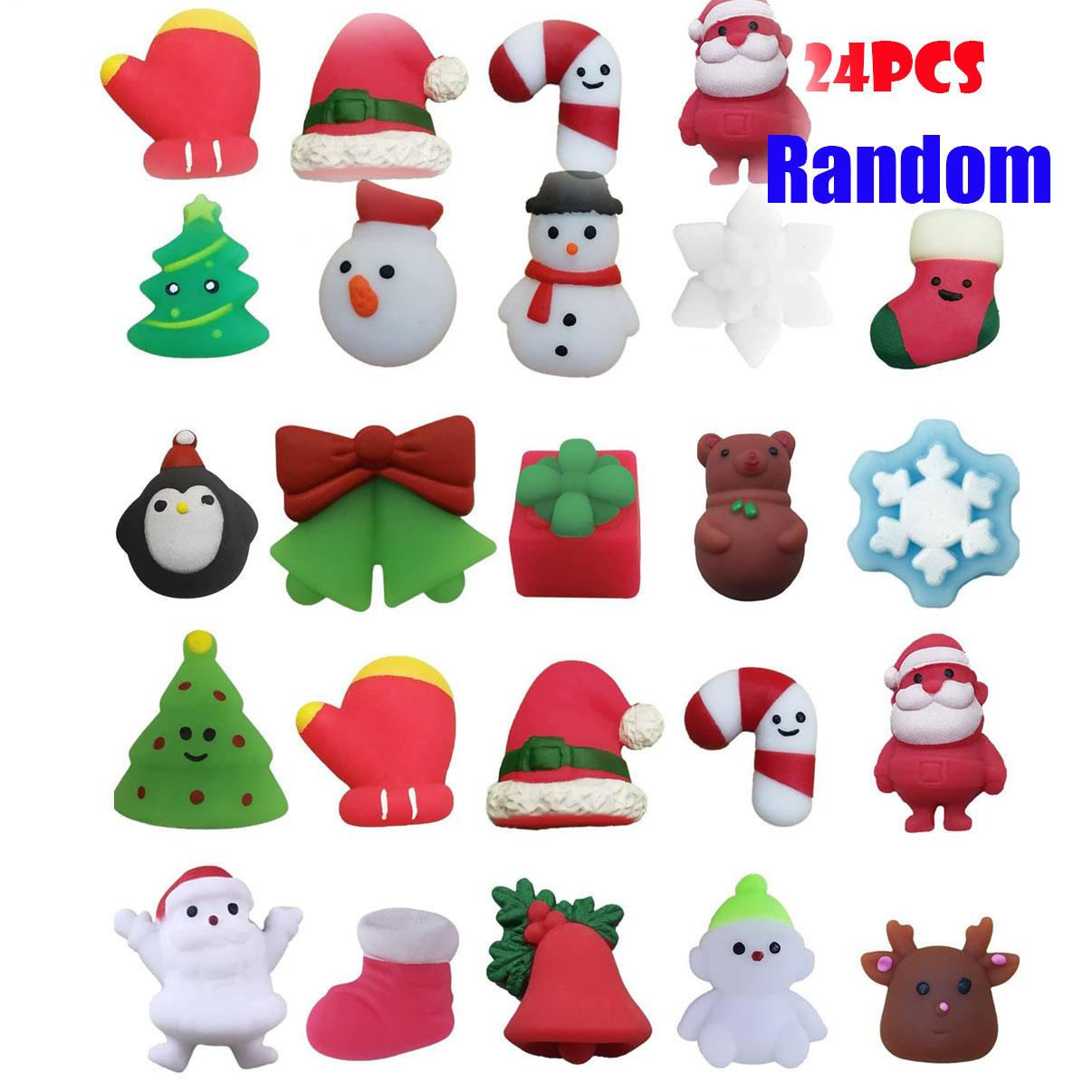 Kerst Speelgoed 12/36 STuks voor Kinderen Kerstman Sneeuwpop Kerstkous Vullers hi Squishy Stressverlichter Angst Speelgoed Feest Bedankjes green