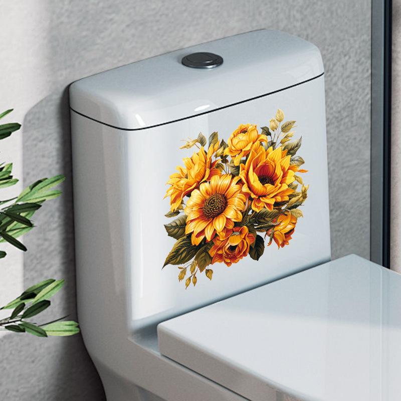 Golden Sunflower Wall Stickers Peel and Stick Removable Decoration for Home Kitchen Bathroom Cabinet Refrigerator Wardrobe DIY Decor
