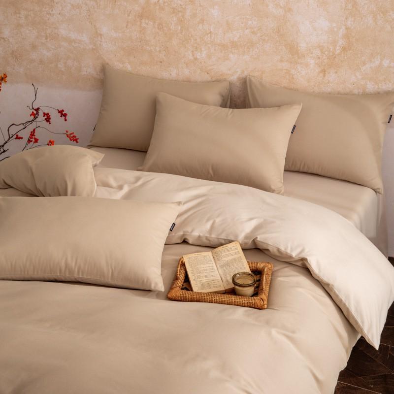 Cotton Brushed Solid Color Patchwork Thick Bedding Set Simple Style Sheet Duvet Cover Pillowcase Dorm