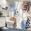1Pc Abstract Geometric And Nature Style Shower Curtain, Machine Washable Polyester With Hooks For Bathroom Decoration