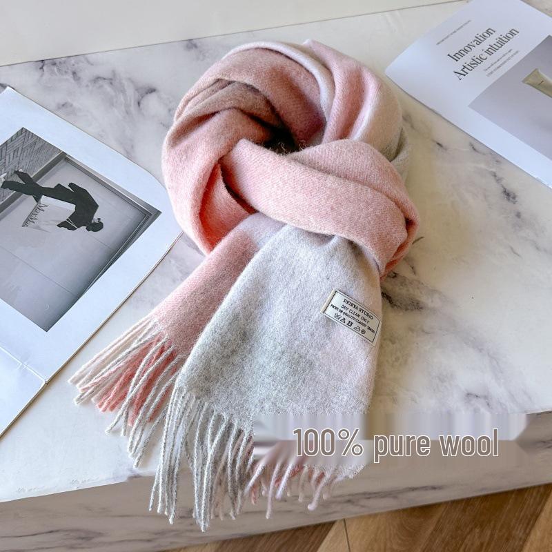 100% Reine Wolle Blauer Karoschal - Warmer, Vielseitiger Halswärmer für den Winter