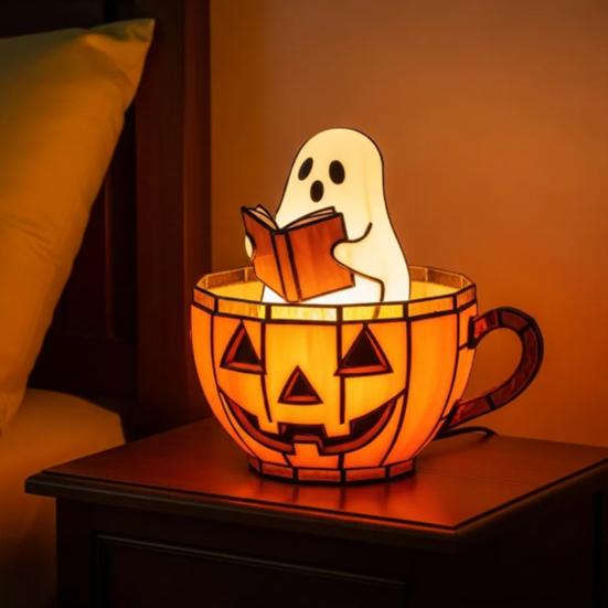 Ghost Bubble Bath Lamp Cute Ghost-Themed Night Light Color-Changing LED Mood Light for Bedside Bathroom Decor