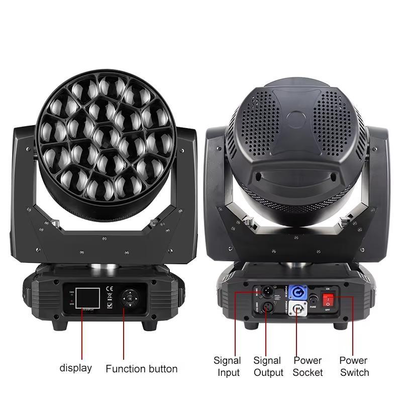 LED DMX Movingheads 19x25w RGBW 4in1 BEE EyE LED Beam Wash Zoom Moving Head Club Concert Bar atmosphereLight