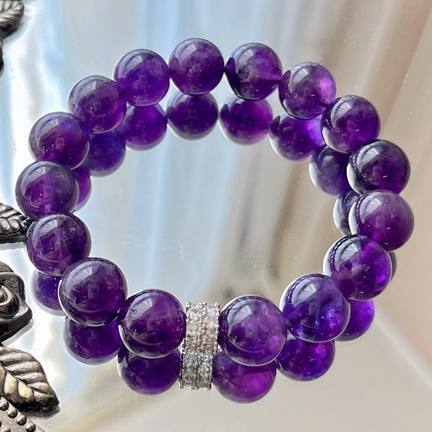 12Mm Noble Royal Grape Purple Natural Amethyst Bracelet Bracelet