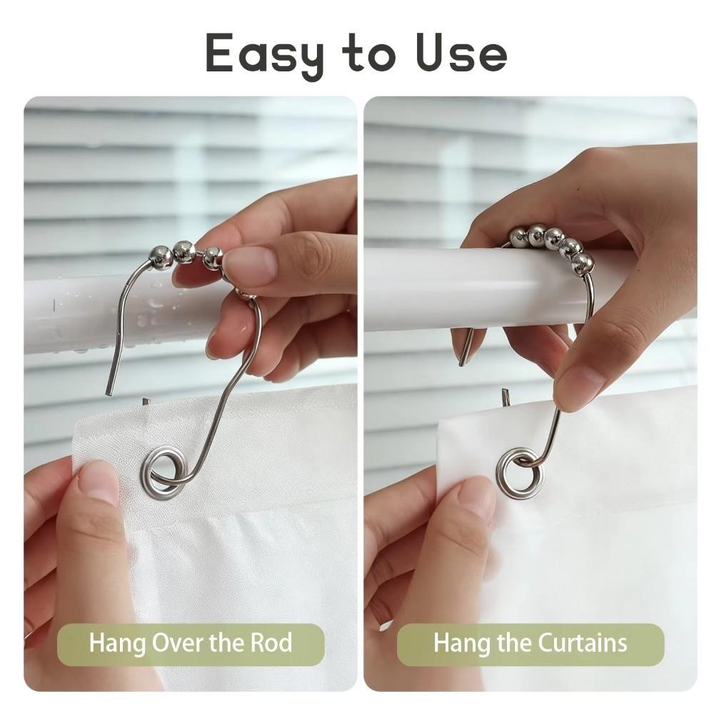 12pcs Rust Resistant Hanging Rings Hanging Design Curtain Buckles Versatile Curtain Hooks Bathroom