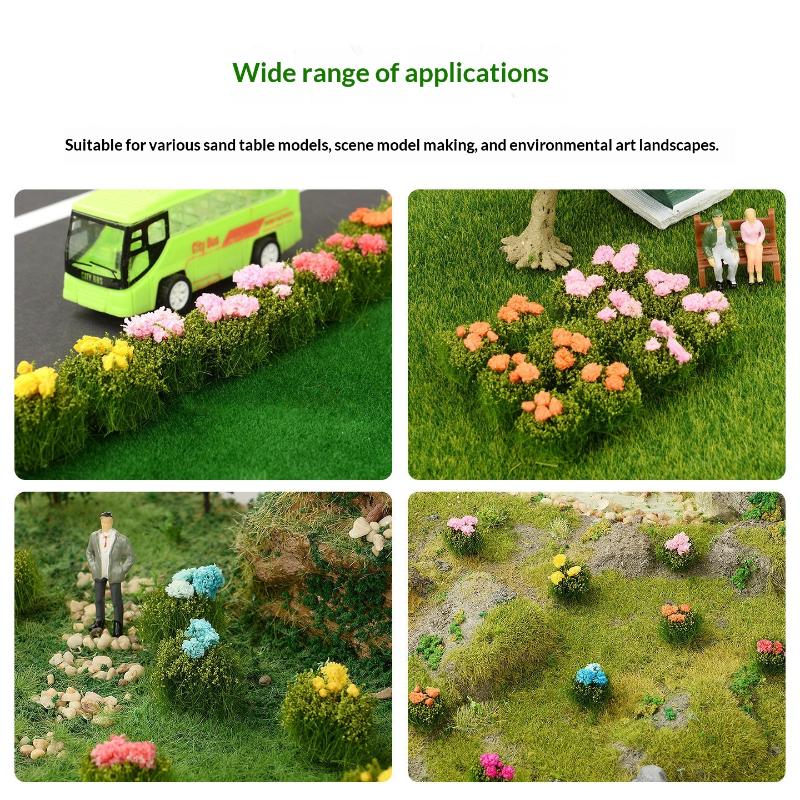 Model Mini Artificial Flower Cluster 6Pcs for Diorama Sand Table Railroad Scenery Layout Realistic Plant Decor Set