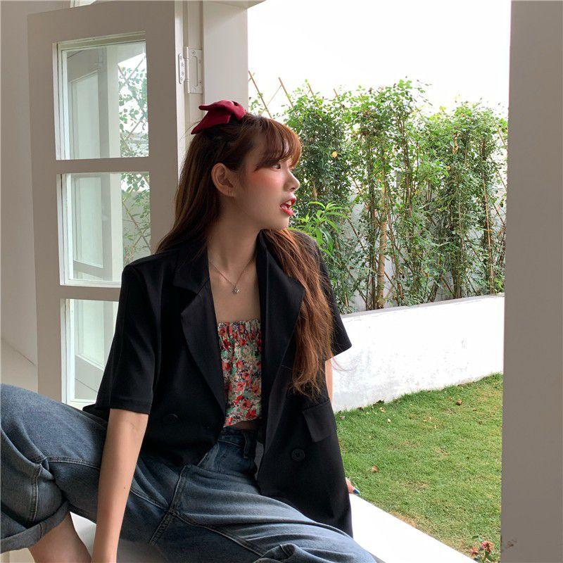 Chic Girl Korean High-quality Short-sleeve Suit Jacket Soft And Exquisite Fabric