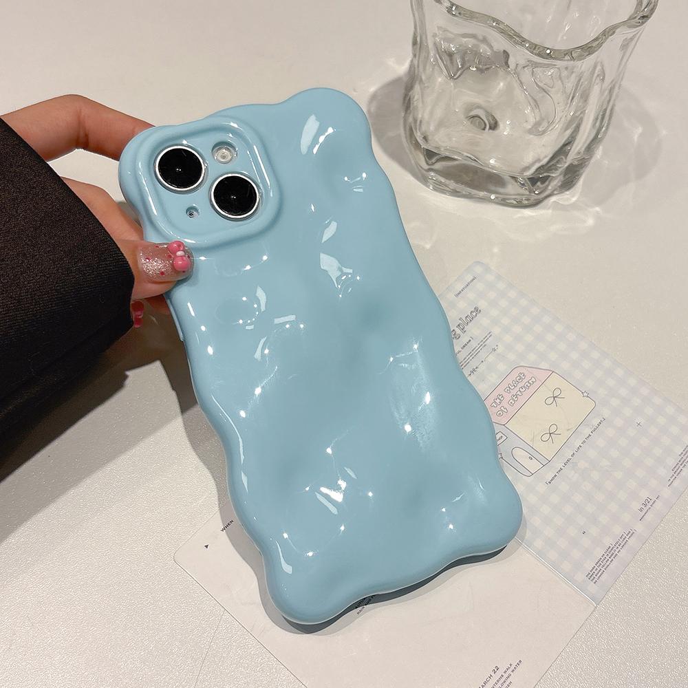 Soft Silicone Candy Cloud Wave Pattern Phone Cases For iPhone 16 15 14 13 12 11 Pro Max Plus Shockproof Bumper Back Cases Cover
