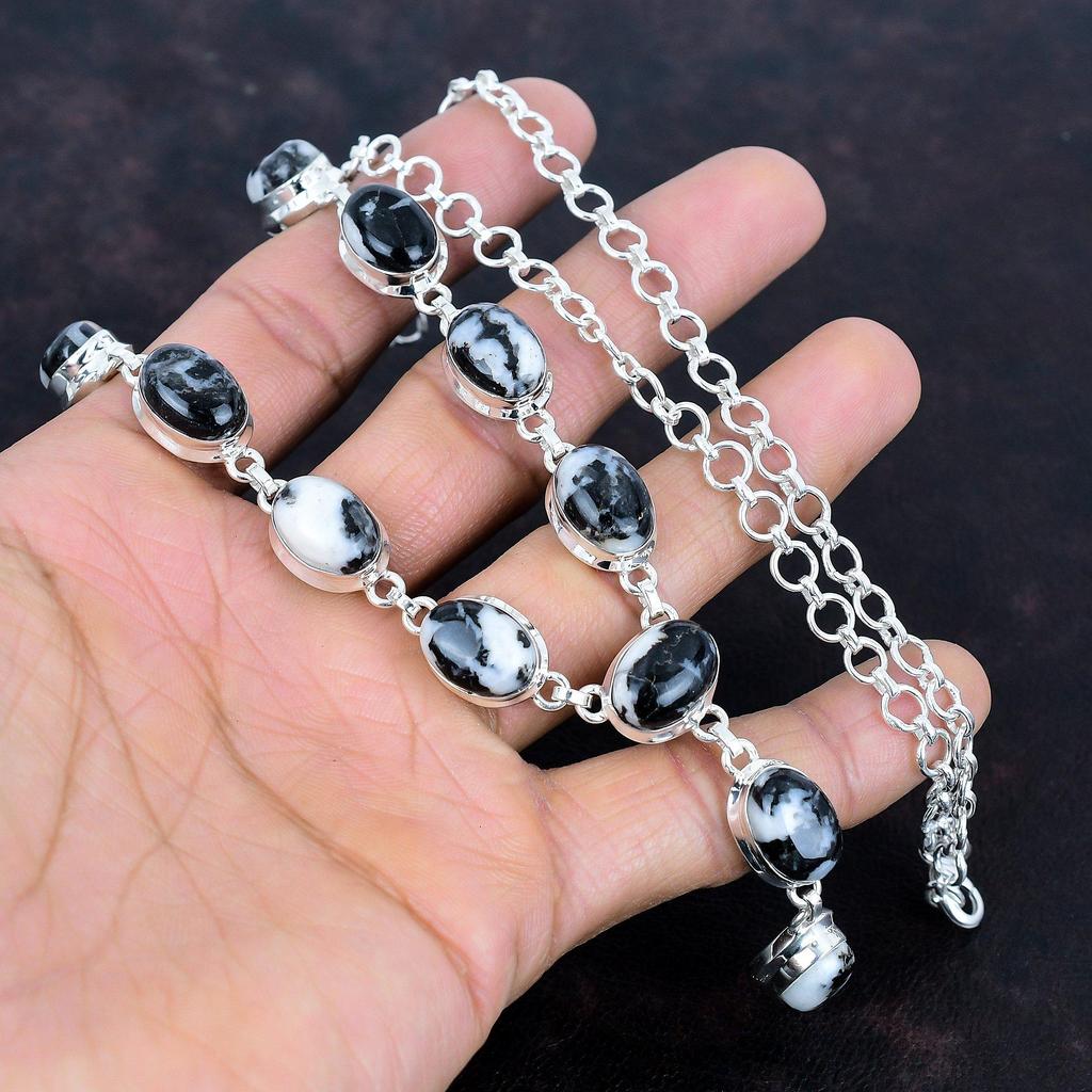 White buffalo turquoise necklace natural gemstone jewelry 925 sterling silver necklace adjustable chain necklace handmade necklace for gifts