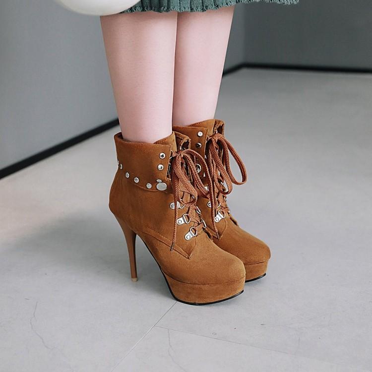 Spring and Autumn Fashion Trend Feminine Super High Heel Frosted Short Boots  Women's Boots