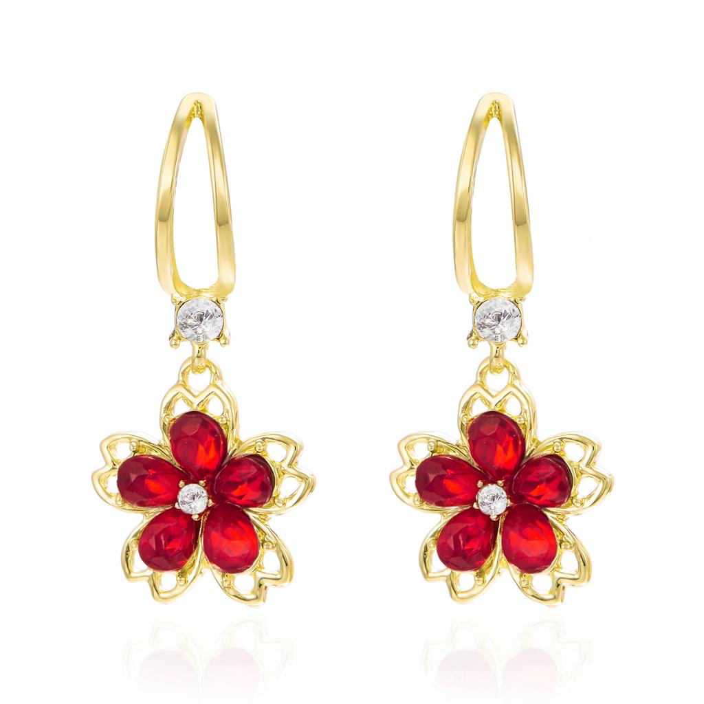 Fashion Sakura Cherry Blossoms Flower Earrings Stud Dangle for Women Wedding Party Christmas Party Jewelry Gift