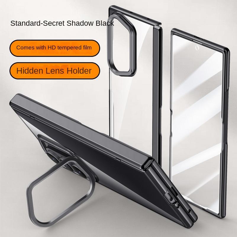 Transparent Privacy Screen Tempered Glass Protector Phone Case for Samsung Galaxy Z Fold7 All-inclusive Spring Hing Holder Cover