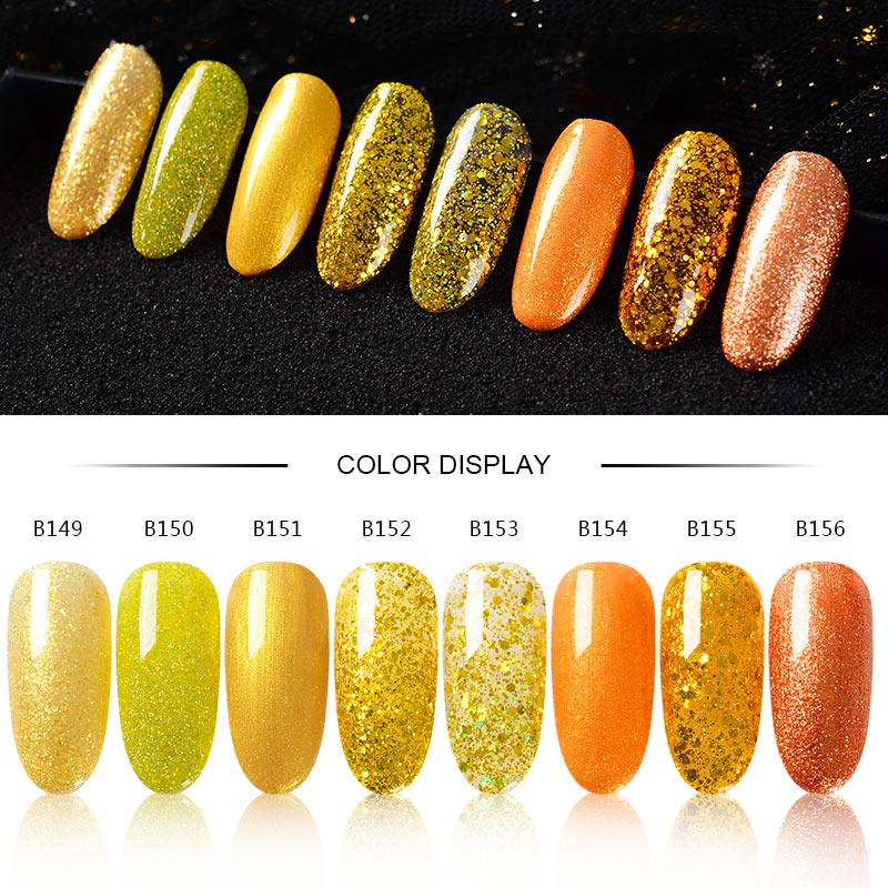 RBAN NAIL 7ml UV LED Soak-off żelowy lakier do paznokci Semi permanentny lakier holograficzny laserowy żel z cekinami