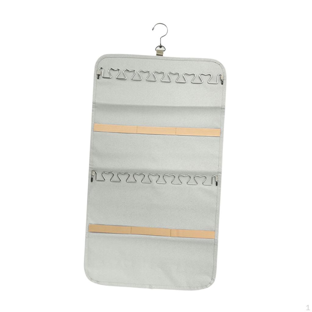 Double Sided Hanging Jewelry Organizer Roll for Earrings Rings Wall Door