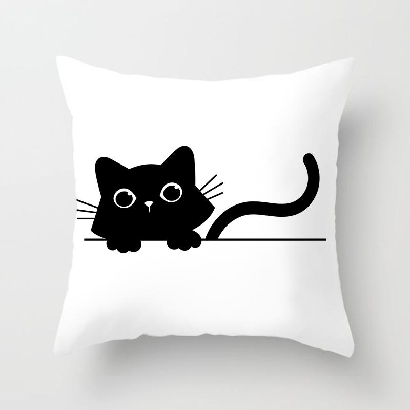 Skull Cat Black Home Decor Cushion Cover Naughty Sofa Car Decoration 45x45cm Pillowcase Square Polyester