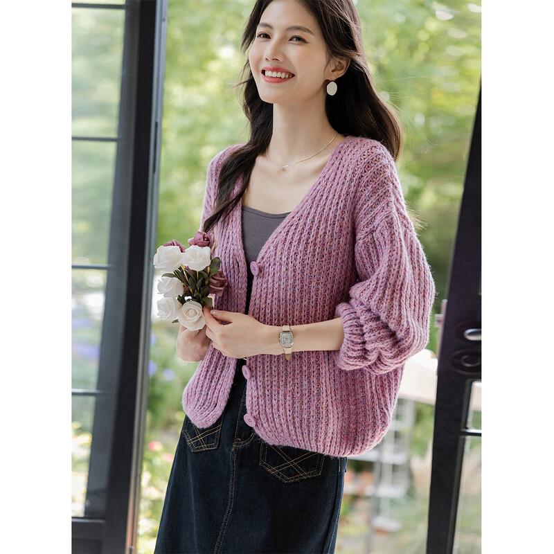 

MOKANA Women s Soft V-Neck Chunky Knit Cardigan One Size
