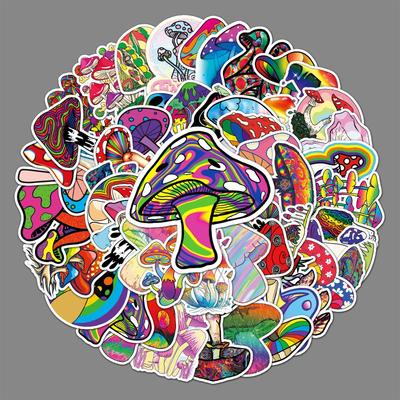 50 Colorful Mushroom Doodle Cartoon Small Fresh Guka DIY Skateboard Water Cup Suitcase Sticker Waterproof
