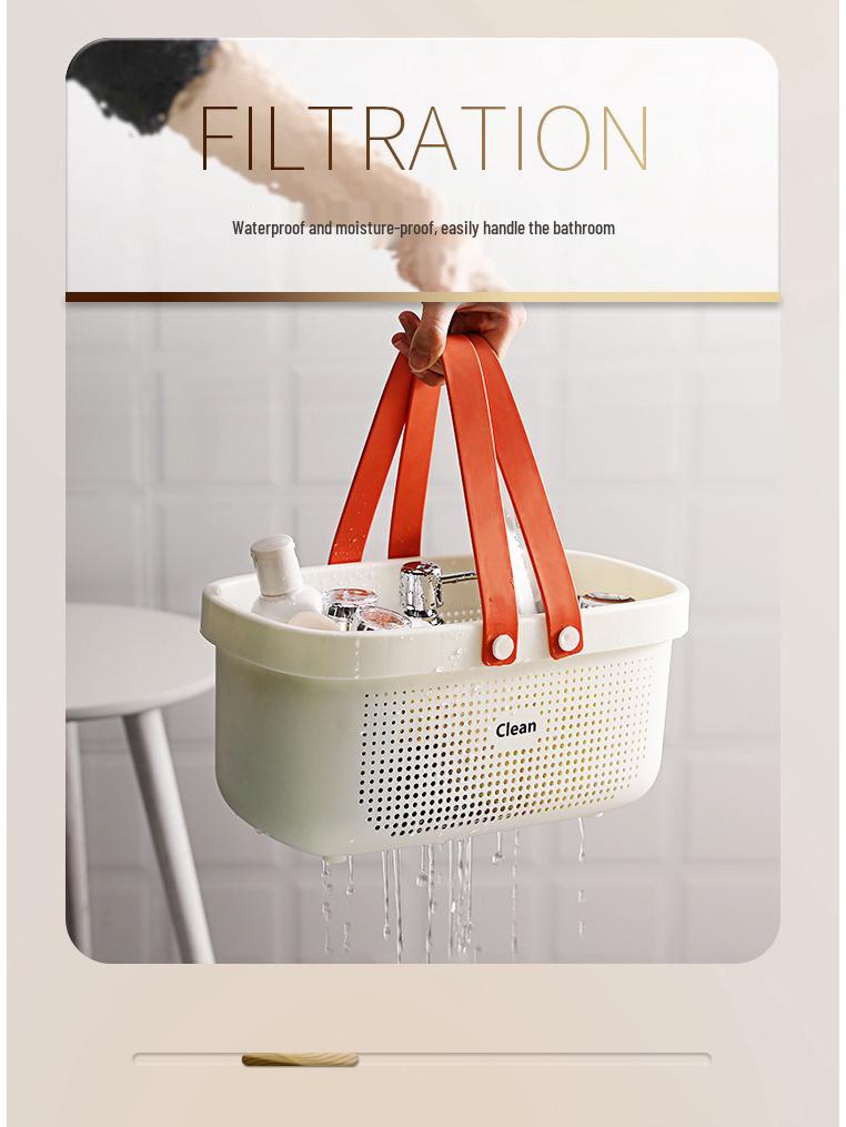 Blue Bath Caddy and Toiletries Basket for Men and Women - Portable Bathroom Storage Box