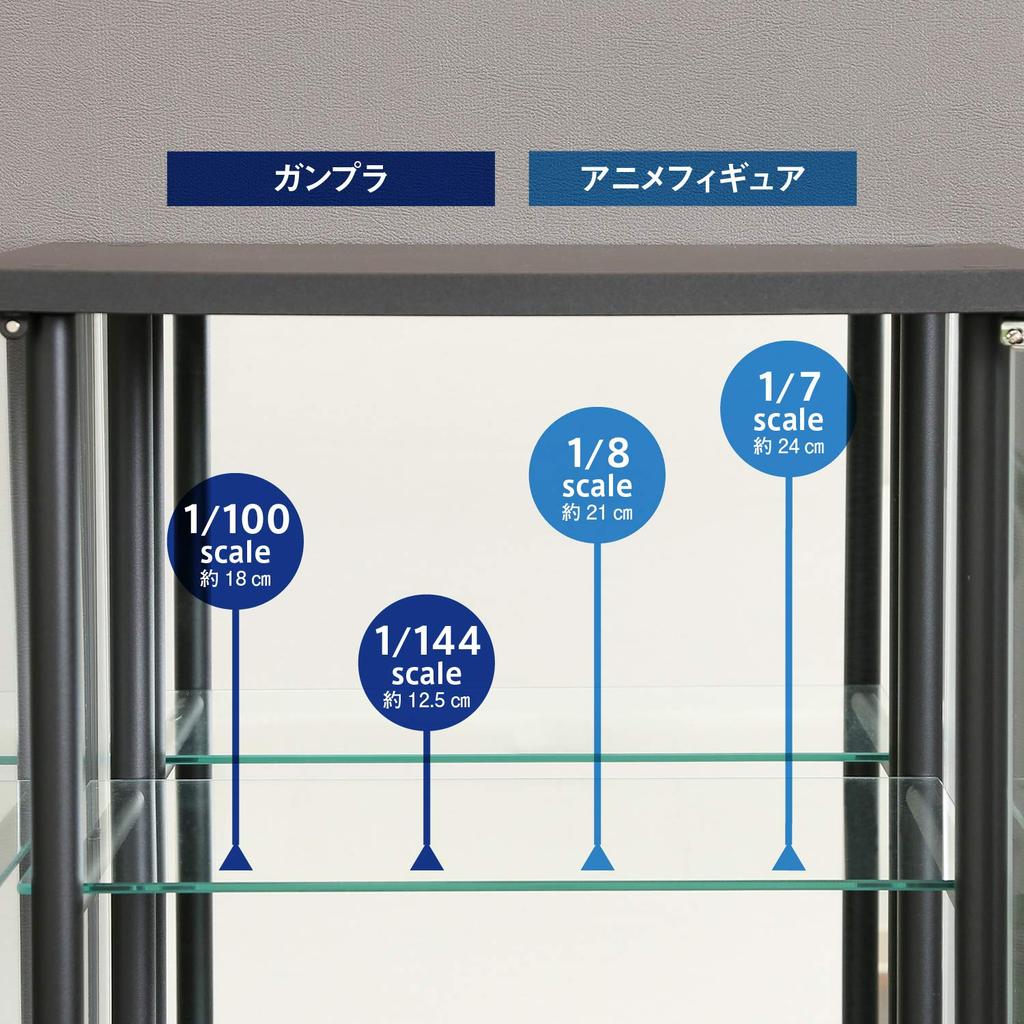 Legras Collection Case Figure Case 2 Tiers Width X Depth X Height Black Tempered Glass Rear Mirror Assembly Product Stand 99498 48.6 38.2 88.8cm