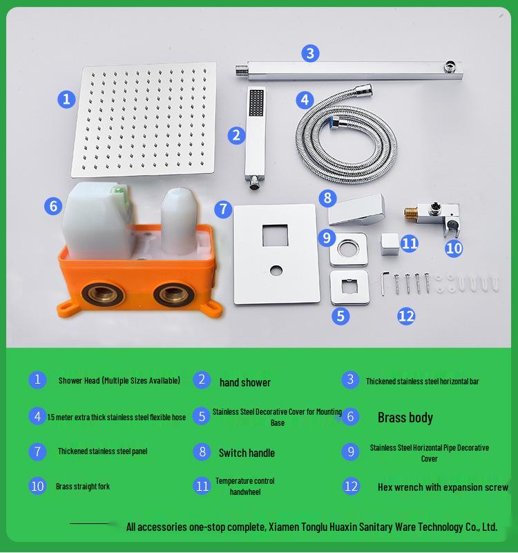 Wall-Mounted Multi-Functional Built-in Rain Shower Set